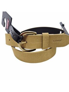 Levis High-low Tan Suede Leather Belt With Beige Tone Buckle Womens Size S